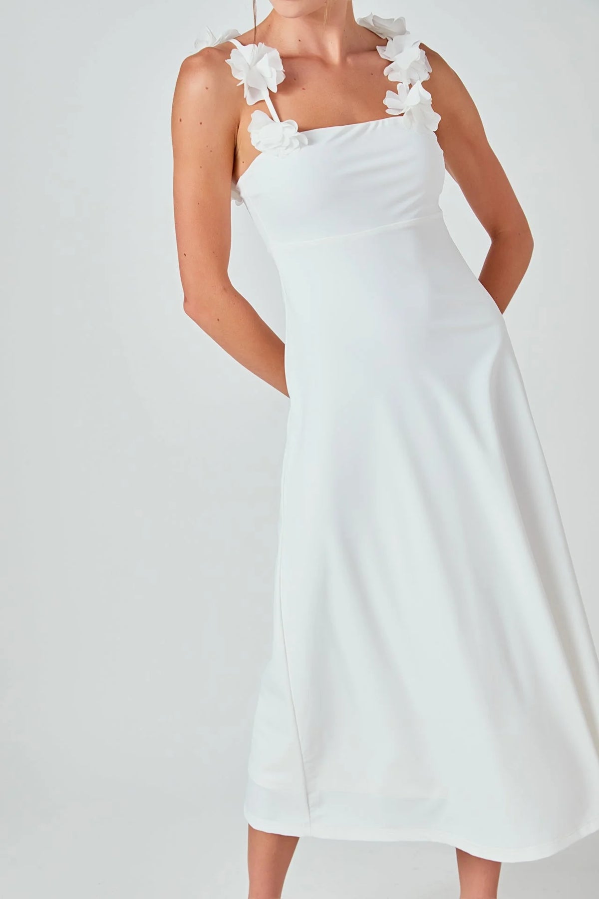 Rosette Shoulder Maxi Dress