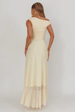 Moonlit Magic Asymmetric Neckline Maxi Dress Light Yellow
