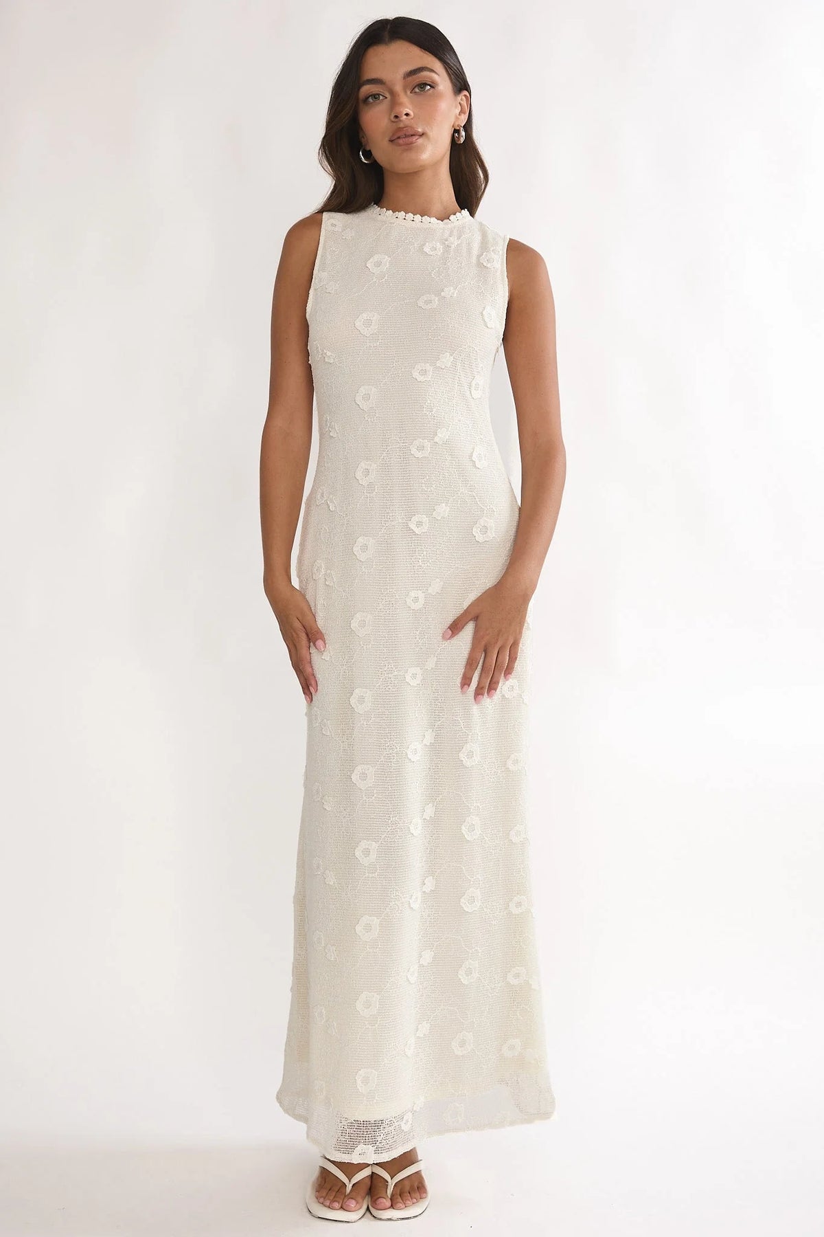 Kensi Sleeveless Crochet Maxi Dress Oat