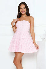 Rosette Whimsy Strapless Mini Dress