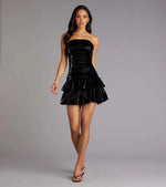 Party Starter Latex Ruffle Skater Dress