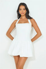 Perfect Personality Halter Mini Dress White