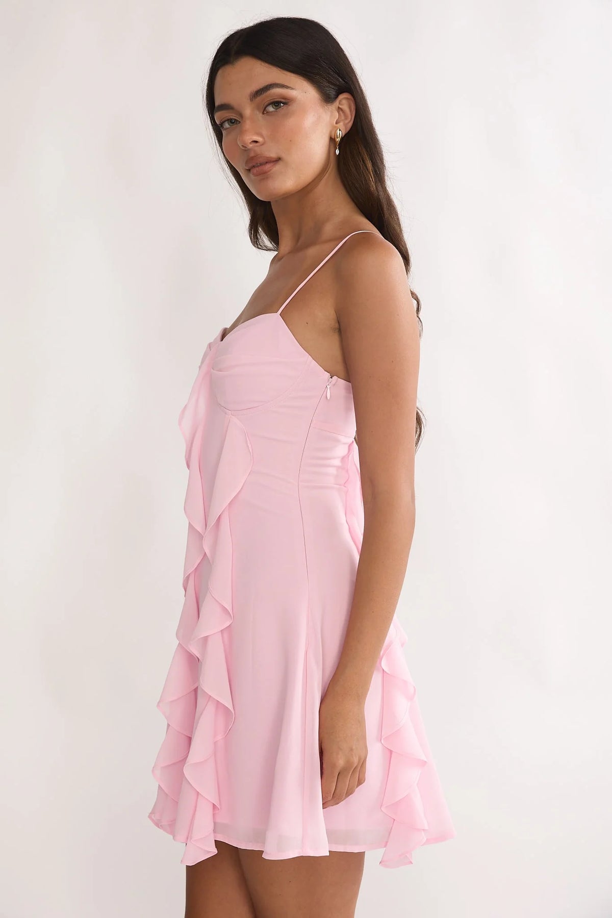 Katalia Ruffle Mini Dress Blush