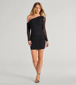 Tena One-Shoulder Rhinestone Mini Dress