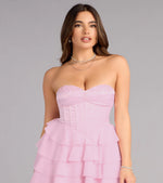 Jade Satin Chiffon Corset Skater Dress