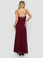 Leading Lady Sweetheart Maxi Dress Red Floral Burnout