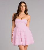 Jade Satin Chiffon Corset Skater Dress