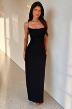 Nadine Lace-Up Back Maxi Dress - Black
