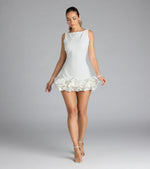 Ellerie Low Back Ruffle Bubble Short Dress