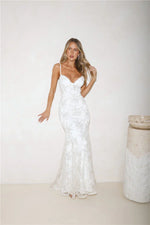 On The Silver Screen Sequin Maxi Dress Off White