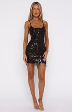 Decadent Daze Beaded Mini Dress Chocolate