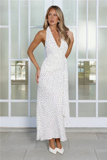 Polka Dot Love Halter Maxi Dress White