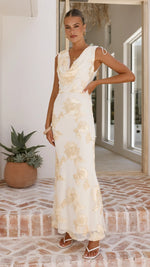 Nikova Maxi Dress - Yellow Embroidery