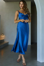 Infinity Pintuck Bust Maxi Dress Navy