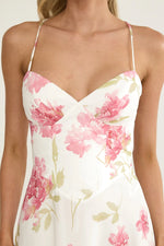 Charlisa Strappy Back Ruffle Maxi Dress Flowers White