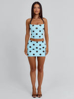 Lula Reversible Top Blue And Chocolate Polka Dot
