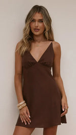 Halina Linen Mini Dress - Chocolate