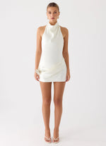 Play It Out Cowl Mini Dress - Ivory