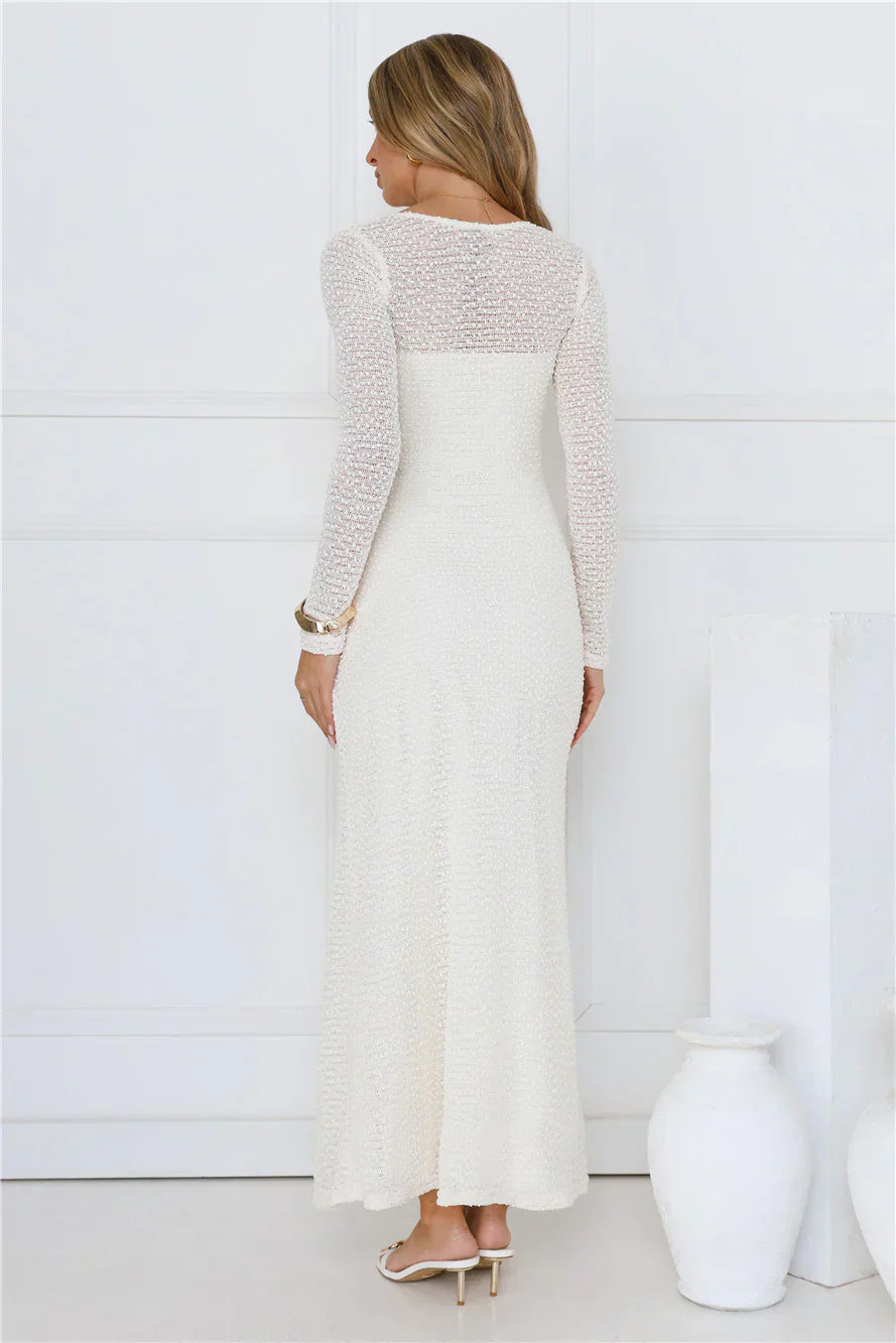 Hot Girl Habits Long Sleeve Maxi Dress Beige