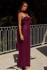 AMANA STRAPLESS SCARF MAXI DRESS - WINE