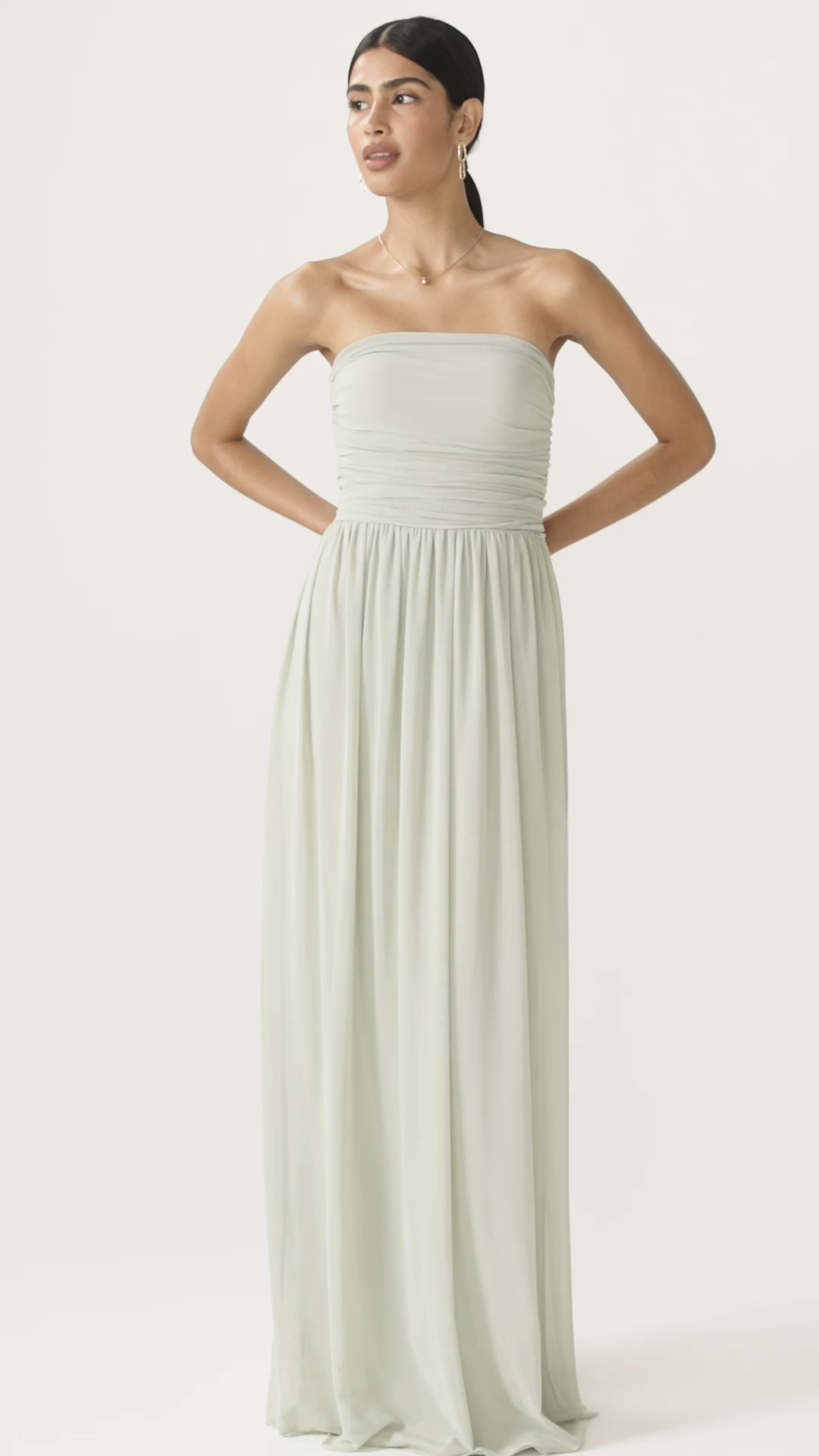 Light Sage Green Mesh Multiway Bridesmaid Wedding Maxi Dress