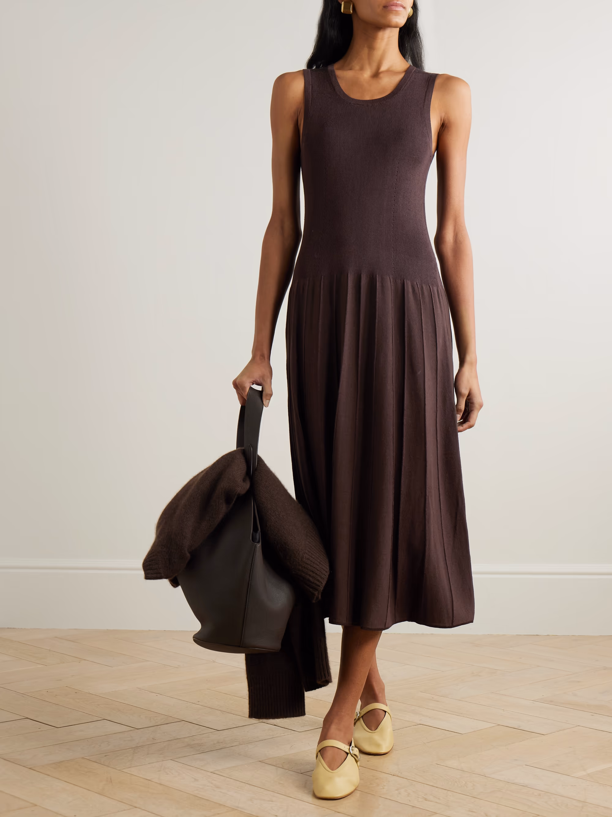 Ribbed-knit midi dress