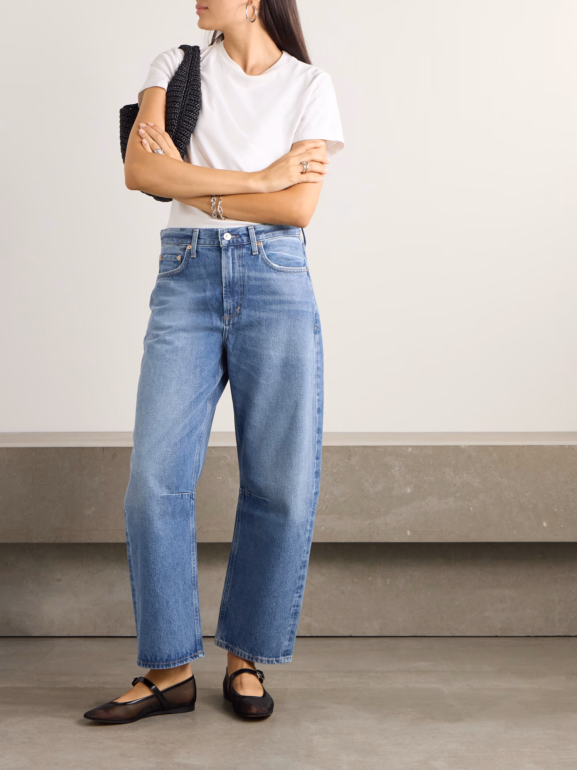 Miro mid-rise barrel-leg recycled jeans