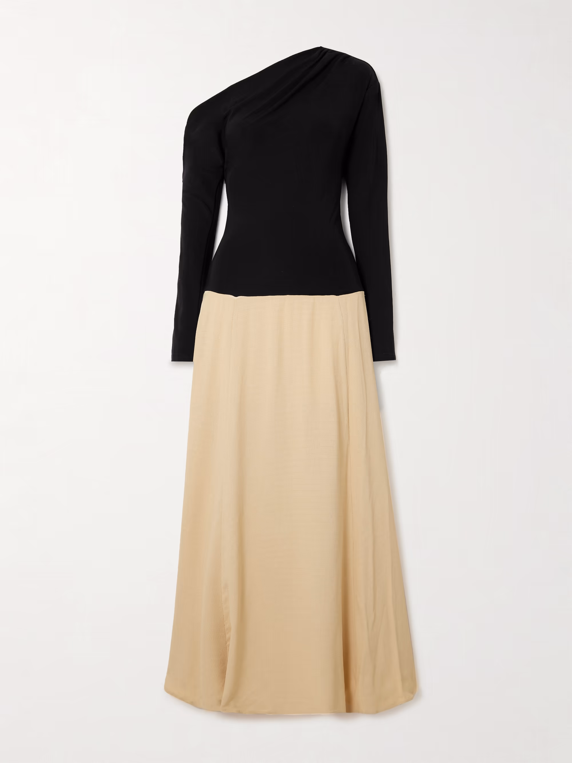 Dasha Duo asymmetric cutout stretch-knit and gauze maxi dress