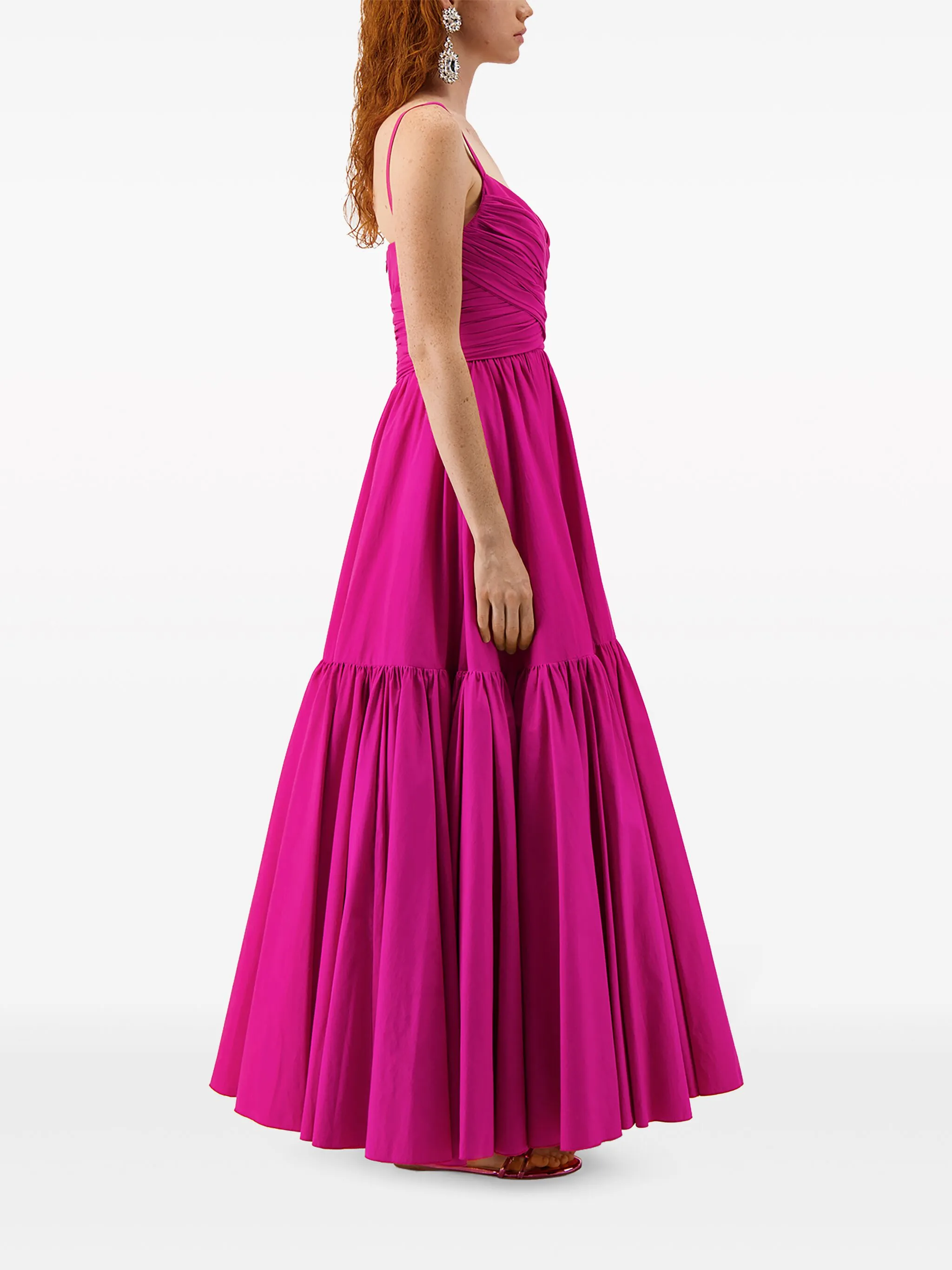 Gathered-Detail Flared Maxi Dress