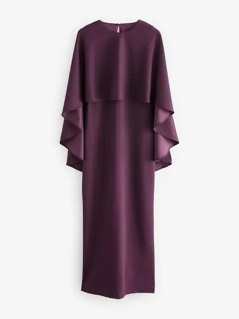 Burgundy Red Cape Maxi Dress