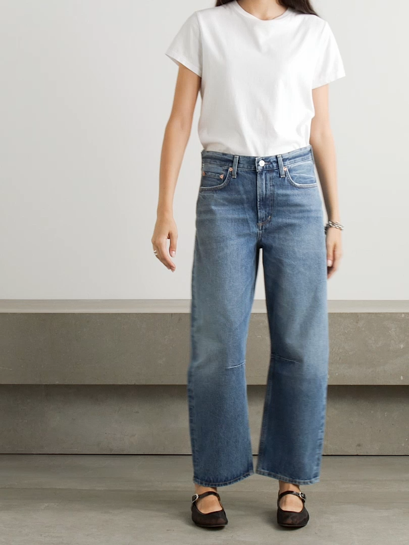 Miro mid-rise barrel-leg recycled jeans