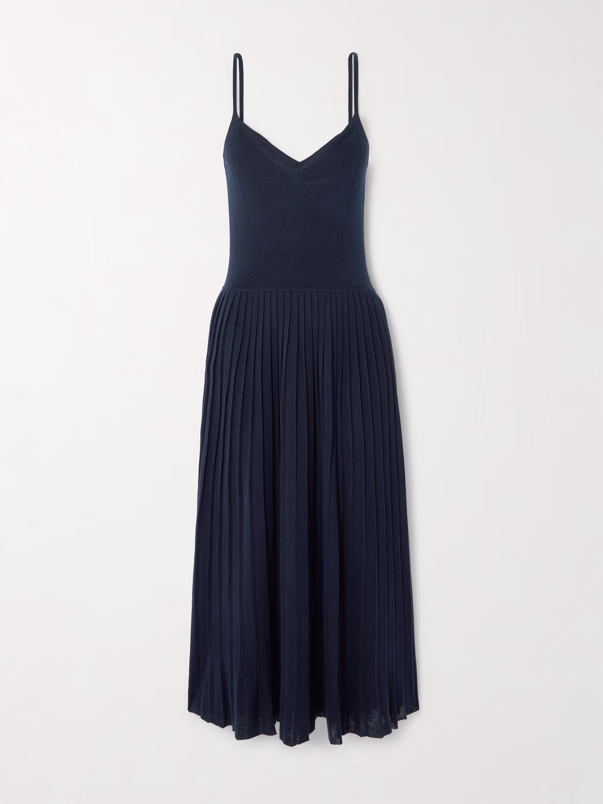 Ribbed silk and organic cashmere-blend midi dress