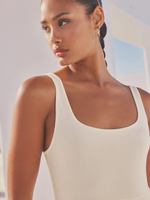 Cream Jersey Waisted Summer Dress