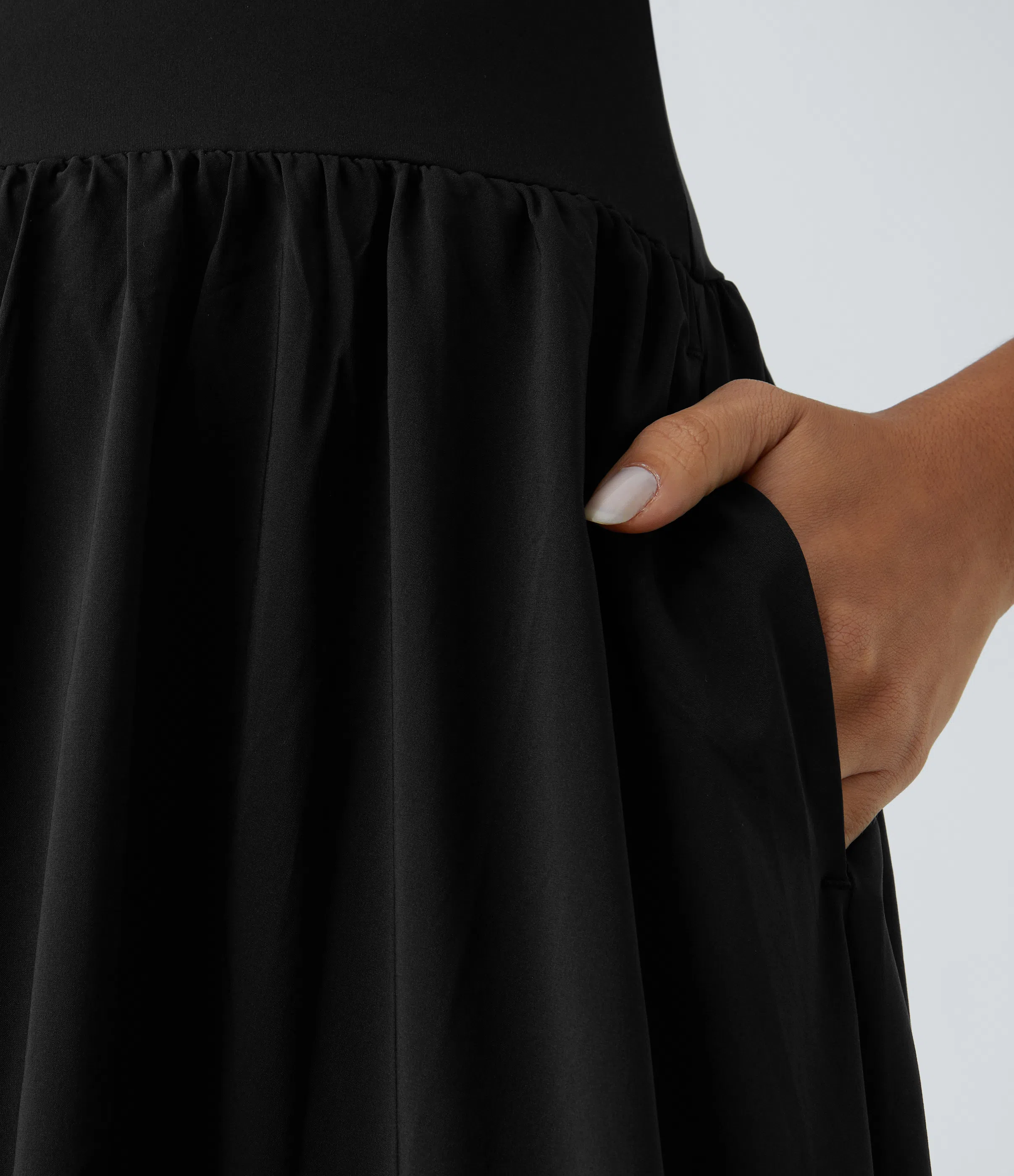 Backless Side Pocket Flowy Flare Maxi Quick Dry Casual Slip Dress