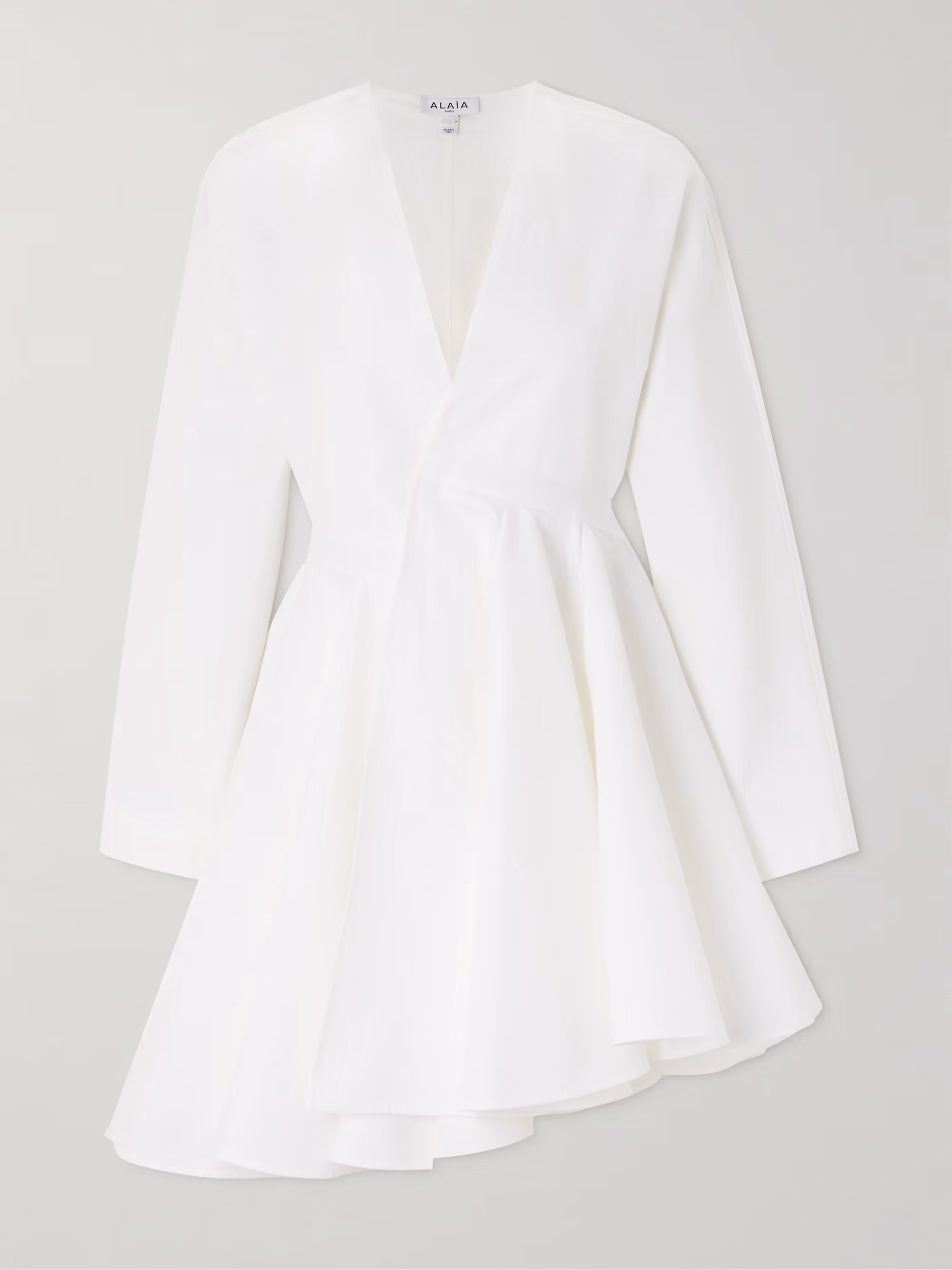 Asymmetric cotton-poplin mini dress