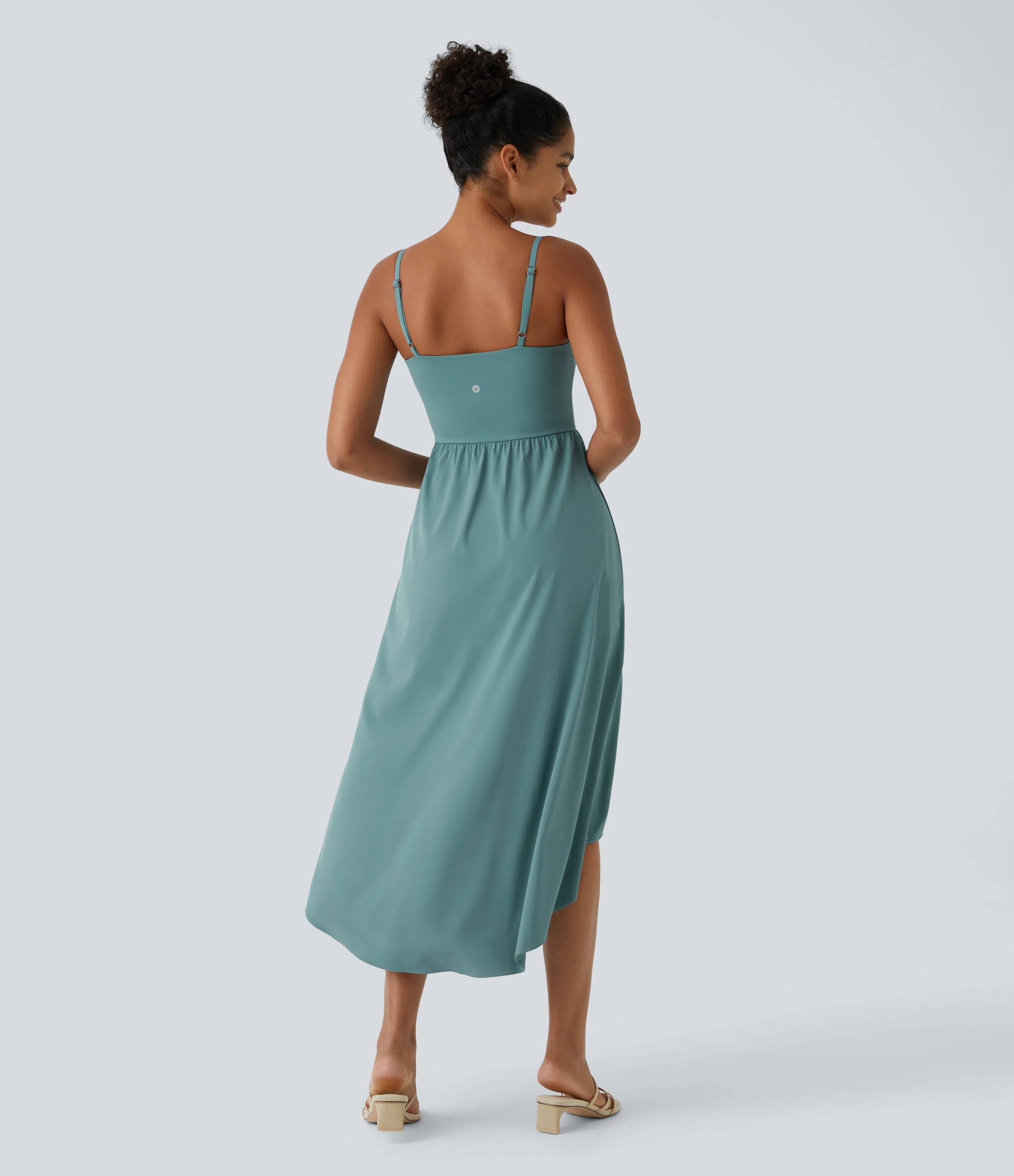 Backless High Low 2-Piece Side Pocket Flowy Midi Quick Dry Casual Dress