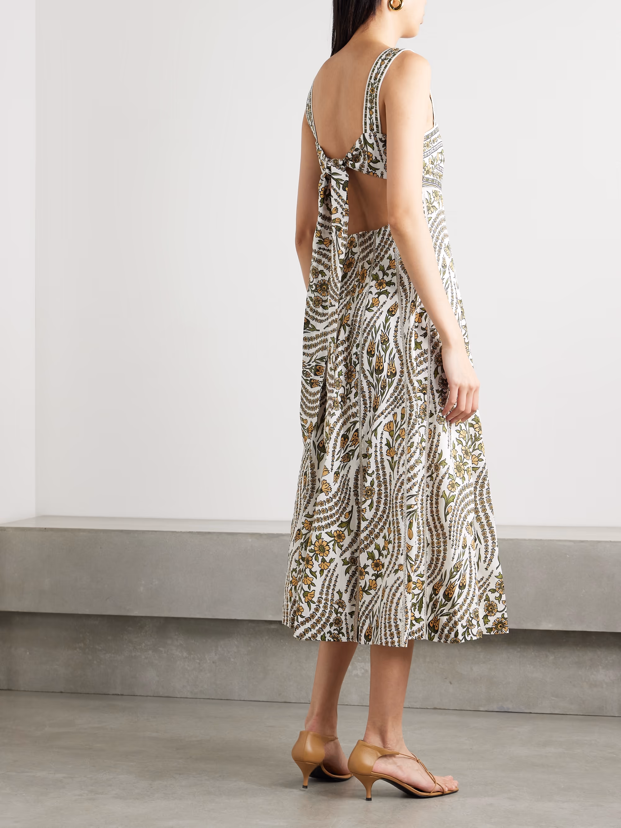 Rye open-back floral-print linen midi dress