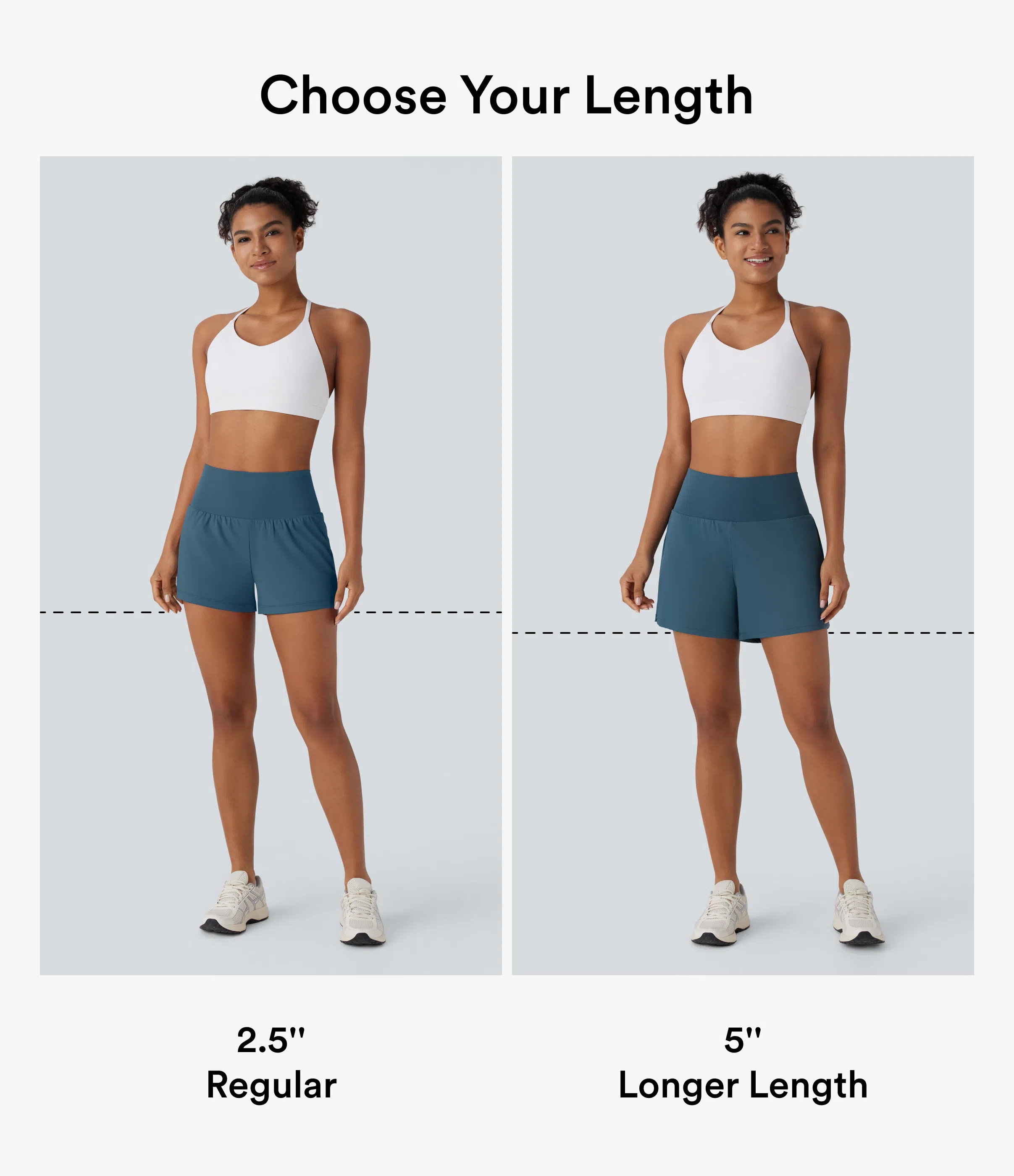 Super High Waisted Back Pocket & Side Hidden Pocket 2-in-1 Yoga Shorts 5''-Longer Length