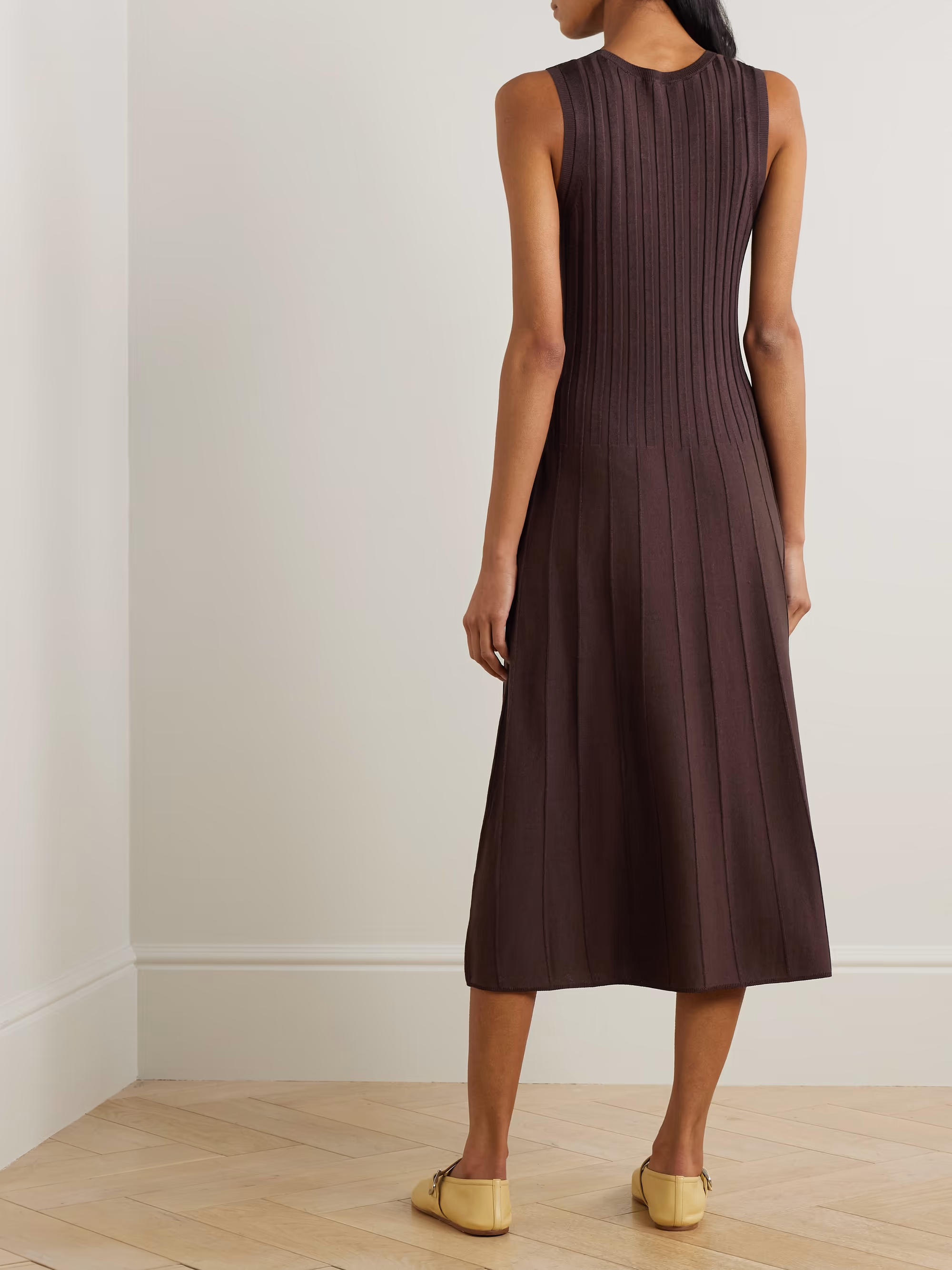 Ribbed-knit midi dress
