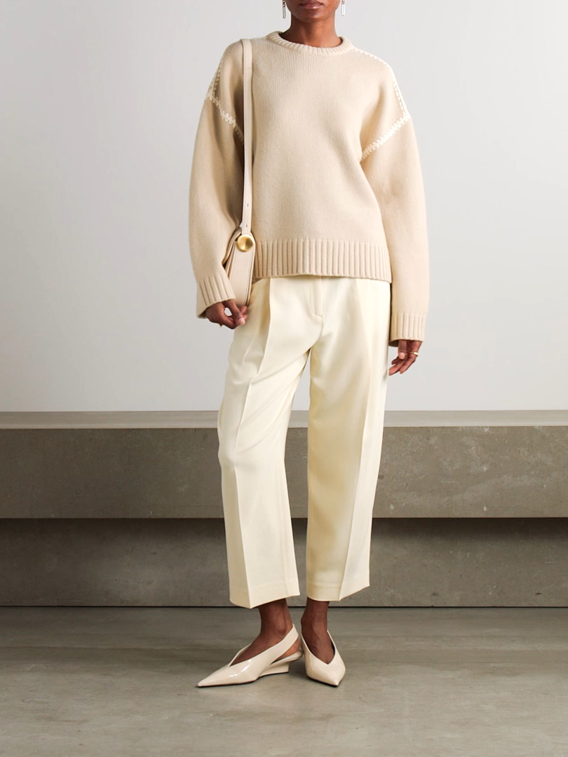 Oversized Embroidered Wool And Cashmere-Blend Sweater