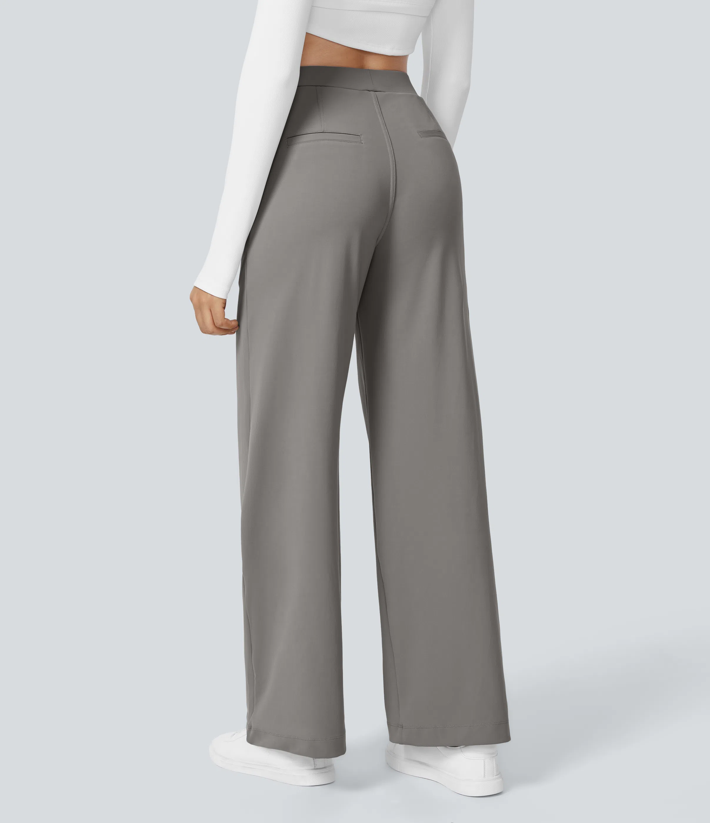 High Waisted Side Pocket Straight Leg Work Pants