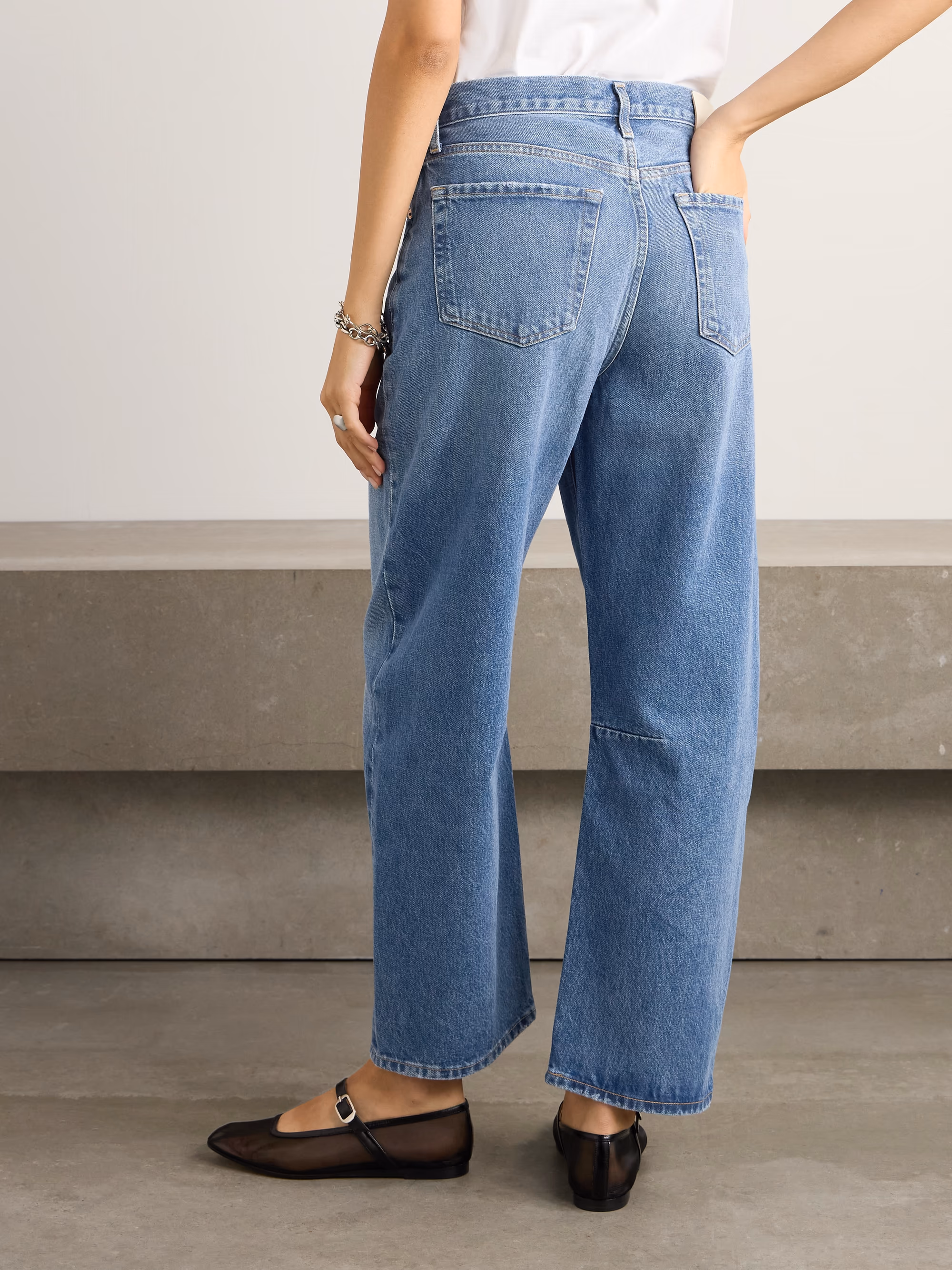 Miro mid-rise barrel-leg recycled jeans