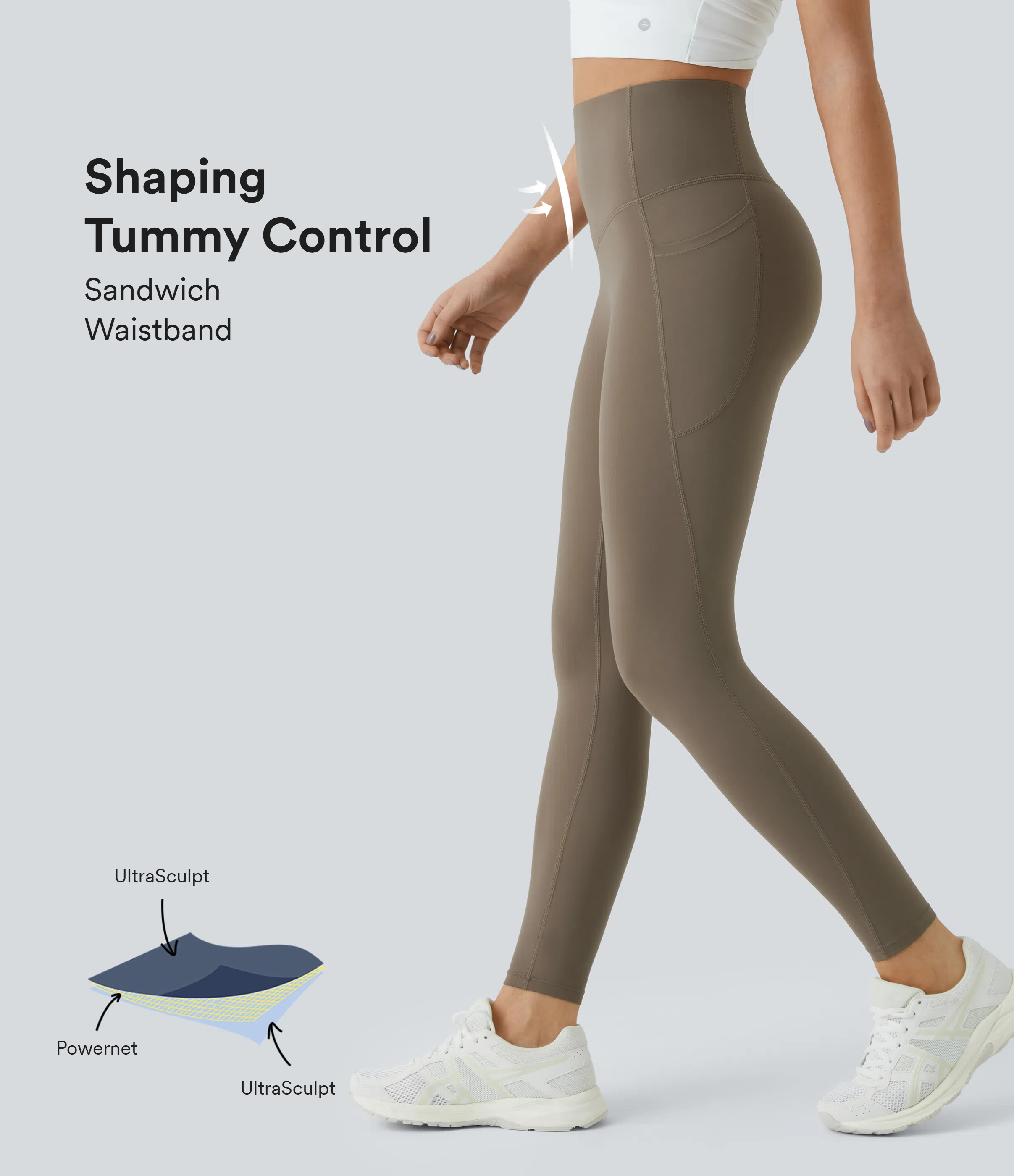 SoCinched High Waisted Tummy Control Side Pocket Shaping Training UltraSculpt Leggings