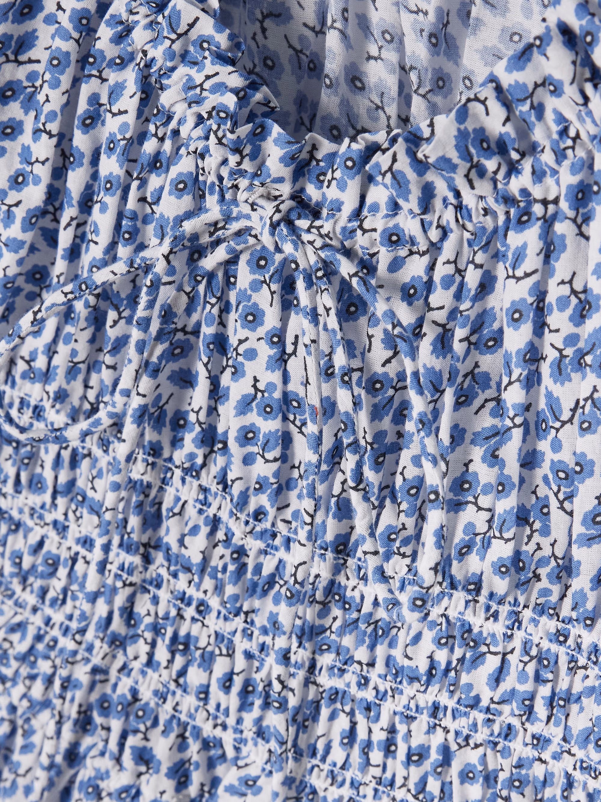 Ischia shirred floral-print organic cotton-voile midi dress