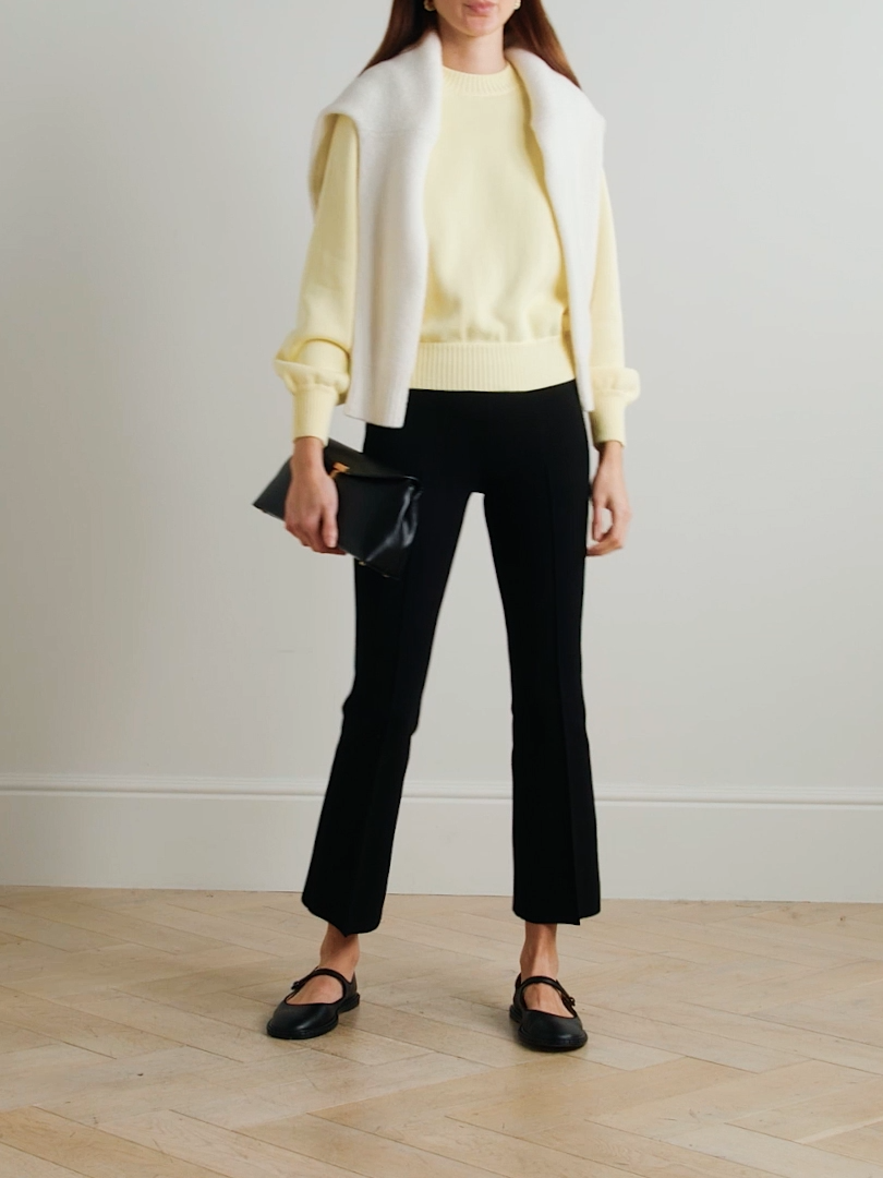 Kick cropped stretch-cotton flared pants