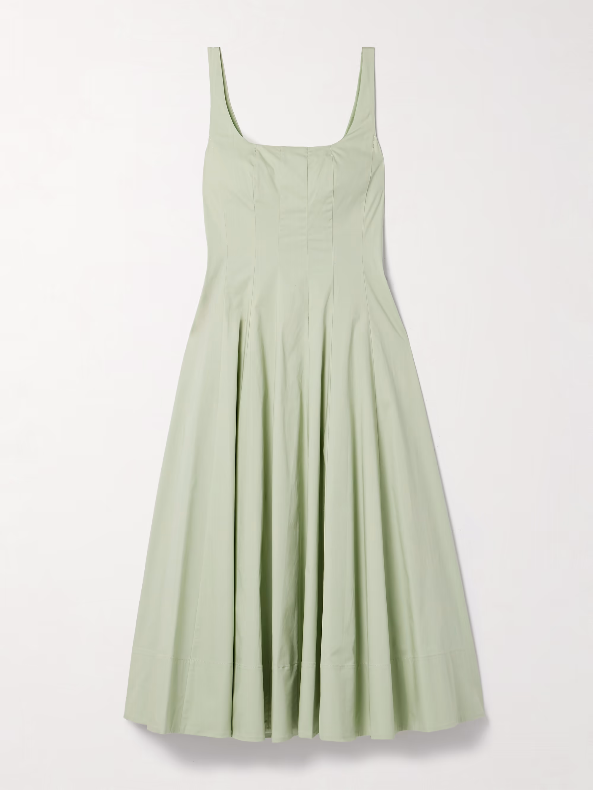 Wells pleated cotton-blend poplin midi dress