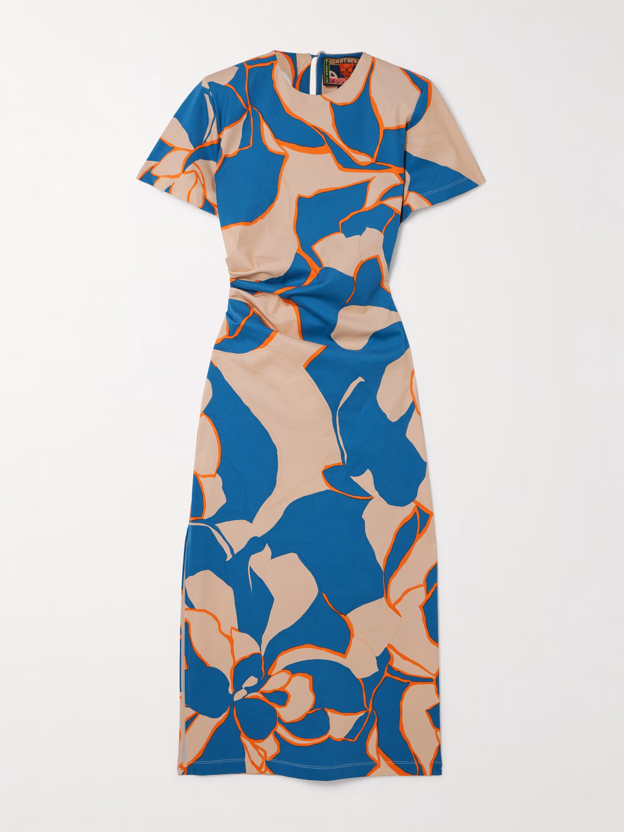 MOTHER Lela ruched printed cotton-blend jersey midi dress