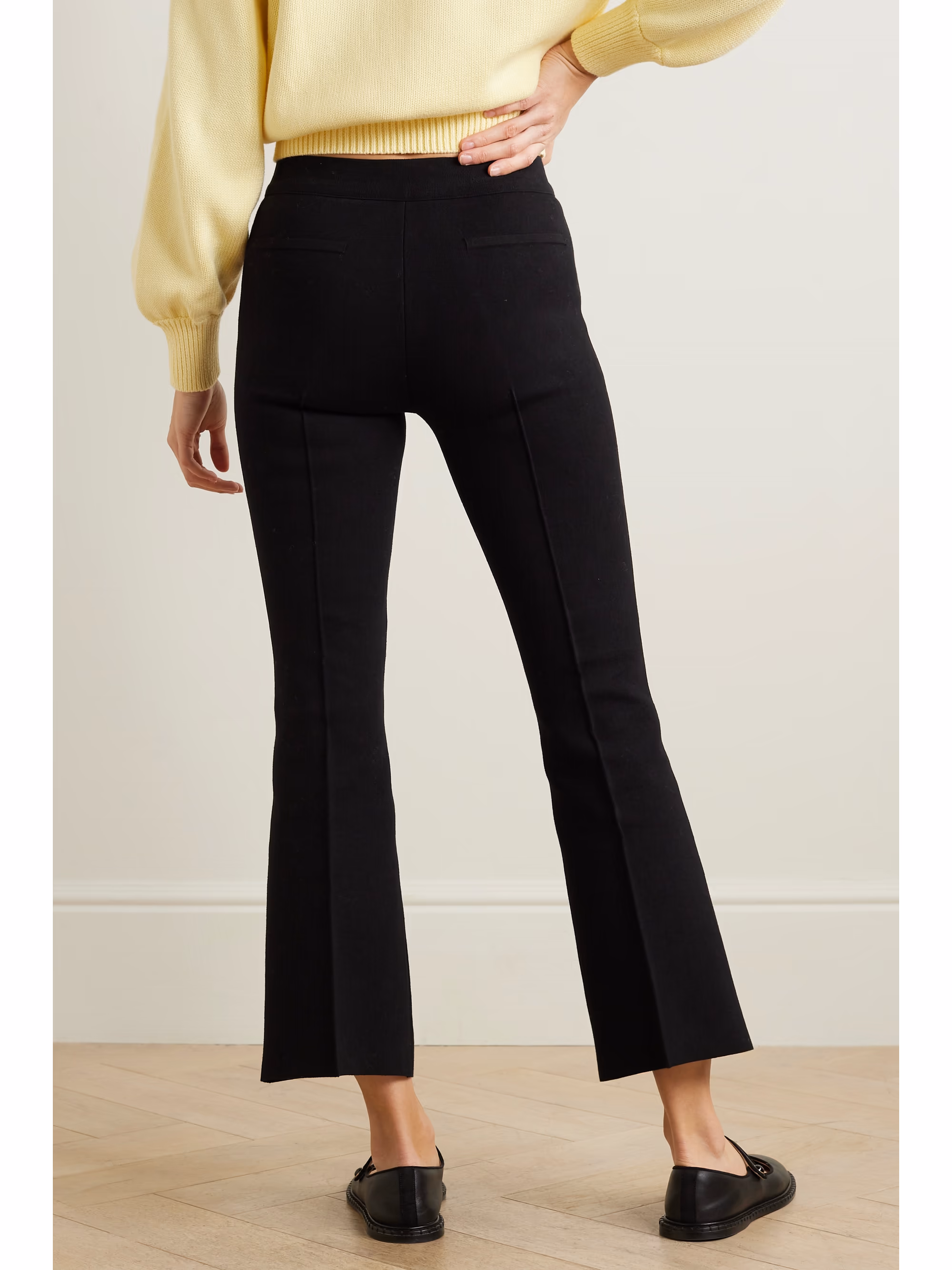Kick cropped stretch-cotton flared pants