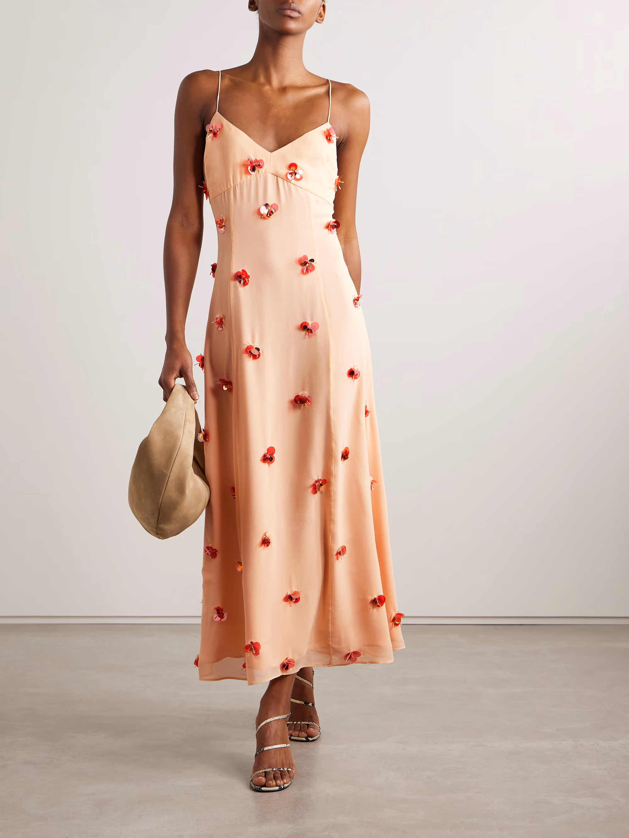 Eve embellished silk-chiffon midi dress