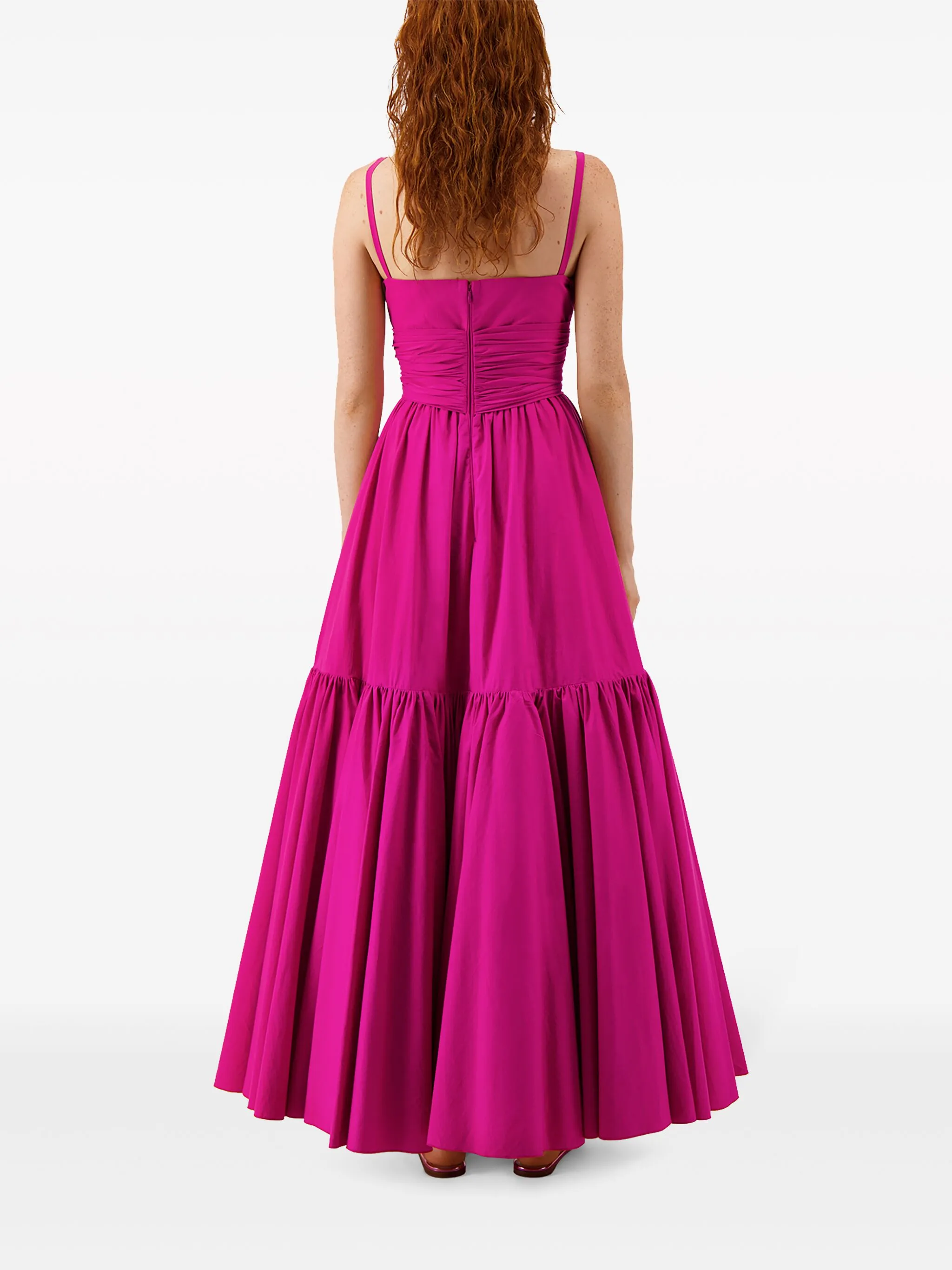 Gathered-Detail Flared Maxi Dress